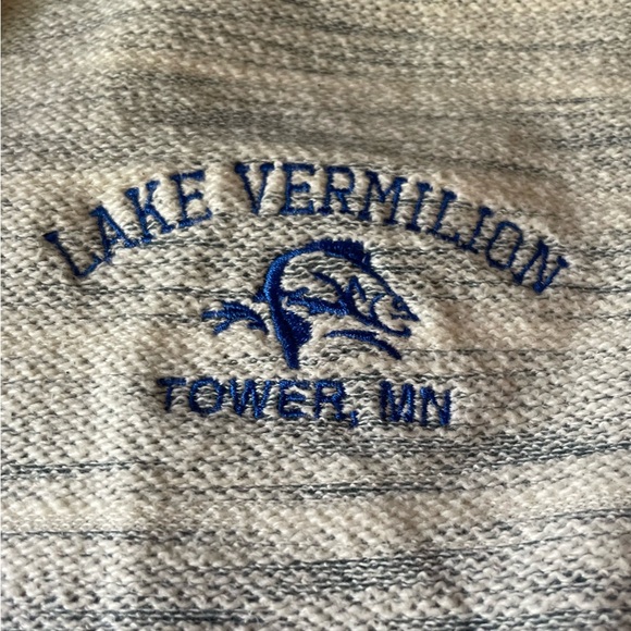 Lake Vermilion MN Beach Men’s Camping Fishing Nautical Striped Hoodie - Picture 2 of 11